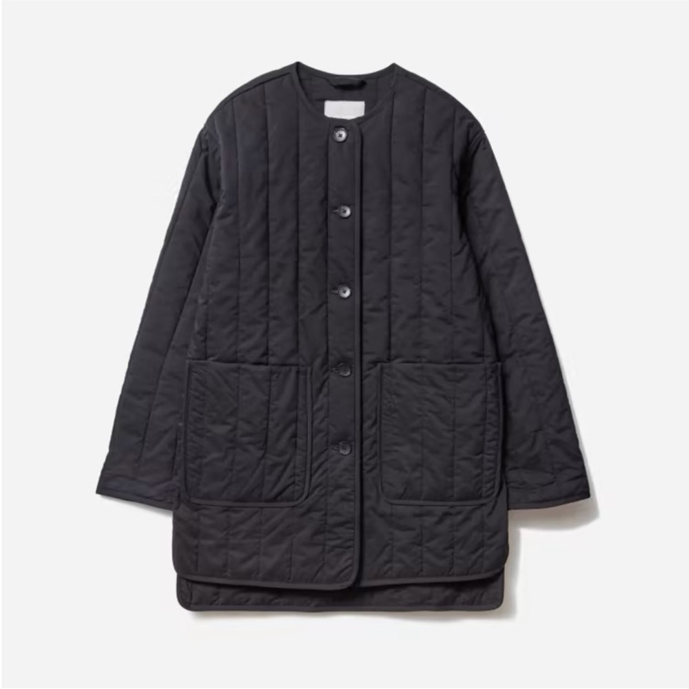 Everlane The Cotton Quilted Jacket‎ Black Button Front Women Chore Coat Thermal - Picture 3 of 8